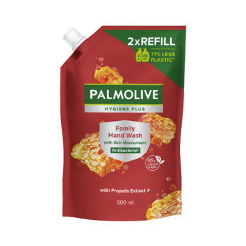 Palmolive HygienePlus Family Handwash, Fluessigseife antibakteriell, Nachfuellbeutel ohne Pumpe, 500ml